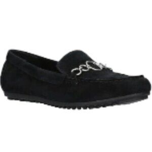 Bella Vita Elizabeth Comfort Ornamented Loafers Black Suede Leather 12WW